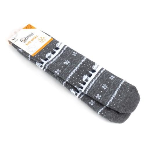 Шкарпетки дитячі Bross махрові новорічні (9899-2-4-gray)