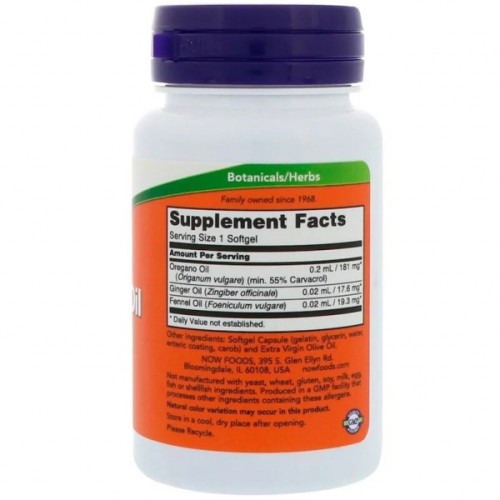 Трави Now Foods Масло Орегано, Oregano Oil, 90 гелевих капсул (NOW-04732)