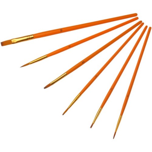 Пензлик для малювання Maxi набір 6 шт синтетичний ворс, пласкі (№ 2, 5, 10) круглі (№ 1, 3, 5) коротка ручка (MX60877)