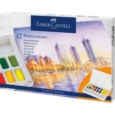 Акварельні фарби Faber-Castell Watercolors in Pans 12 кольорів + пензлик (185105) (169712) (32664)