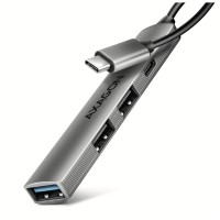 Концентратор AXAGON USB-C to 1xUSB-A 5Gbps + 2xUSB-A 480Mbps + 1xUSB-C 480Mbps 0.12m aluminum (HUE-STC)
