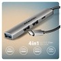Концентратор AXAGON USB-C to 1xUSB-A 5Gbps + 2xUSB-A 480Mbps + 1xUSB-C 480Mbps 0.12m aluminum (HUE-STC)