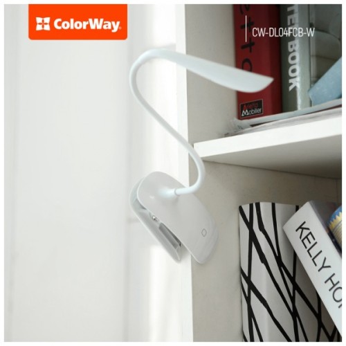 Настільна лампа ColorWay LED Flexible & Clip з вбудованим акумулятором 500mAh (CW-DL04FCB-W)