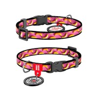 Нашийник для тварин WAUDOG Nylon з QR паспортом "Банани на рожевому" для котів та дрібних порід собак, XS (278-4055)