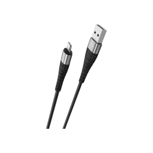 Дата кабель USB 2.0 AM to Lightning 1.0m 2.4A nylon BX32 black BOROFONE (6931474710413)