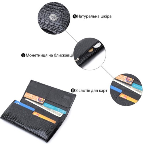 Гаманець ST Leather З натуральної шкіри Чорний (22718)