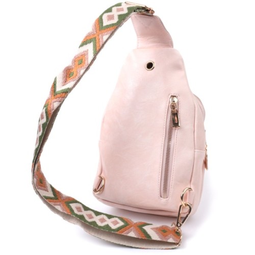 Сумка Vintage Компактна жіноча з однією лямкою через плече з гладкої екошкіри Рожева (22766)