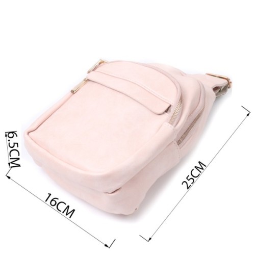 Сумка Vintage Компактна жіноча з однією лямкою через плече з гладкої екошкіри Рожева (22766)