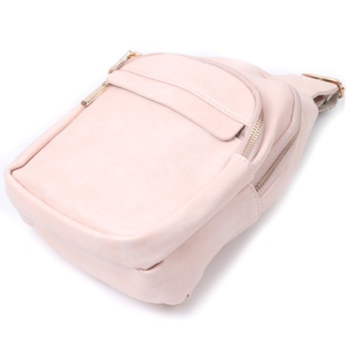 Сумка Vintage Компактна жіноча з однією лямкою через плече з гладкої екошкіри Рожева (22766)