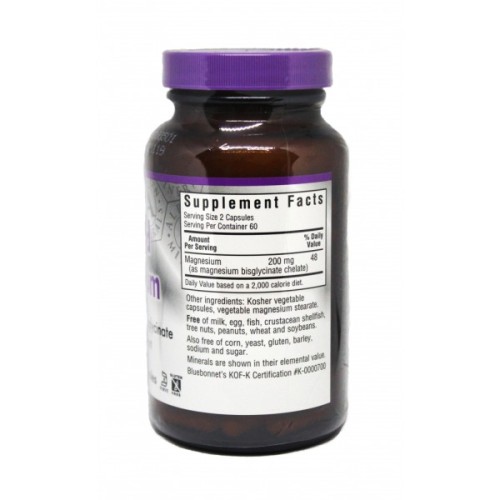 Мінерали Bluebonnet Nutrition Хелатний Магній, Albion, 120 гелевих капсул (BLB-00683)