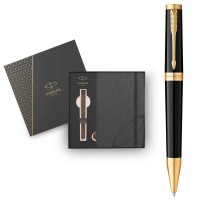Ручка кулькова Parker INGENUITY Black Lacquer GT BP + блокнот Parker + подар.упак. GIFT24 (60 032b24)