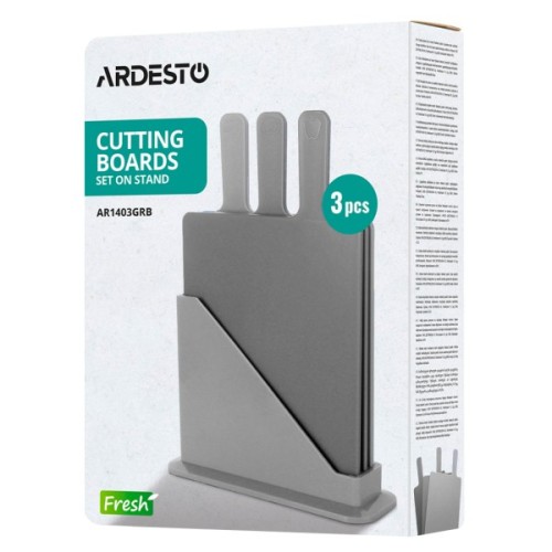Дошка для нарізання Ardesto Fresh, Набір 3шт, 24.1х33х7.9см, сірий (AR1403GRB)