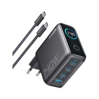 Зарядний пристрій Anker Laptop GaN 140W 3xUSB-C PD3.1 + USB-A + display + cable Black (B2697GZ1)