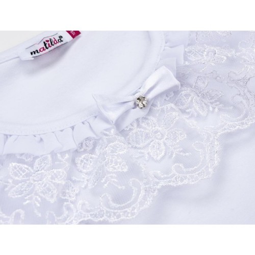 Кофта дитяча Matilda з мереживною оборкою (8430-164G-white)