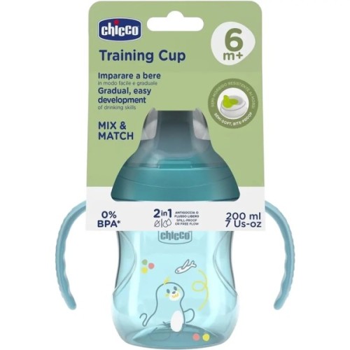 Поїльник-непроливайка Chicco Training Cup 200 мл. від 6 місяців (блакитна) (06921.25)