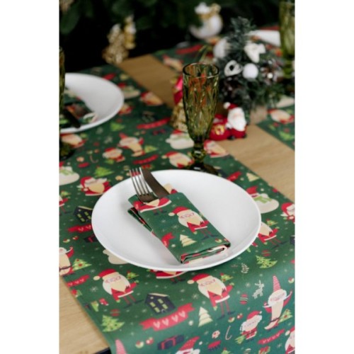 Доріжка на стіл Прованс Санта на зеленому 40х140 см (035779)
