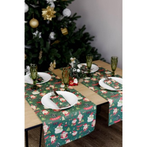 Доріжка на стіл Прованс Санта на зеленому 40х140 см (035779)