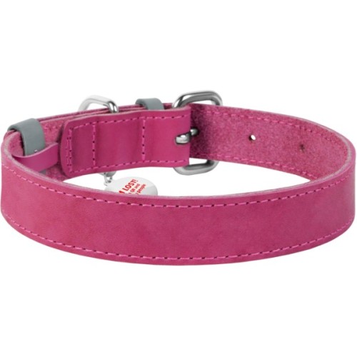 Нашийник для тварин WAUDOG Classic шкіряний 25 мм х 38-49 см рожевий (02187)