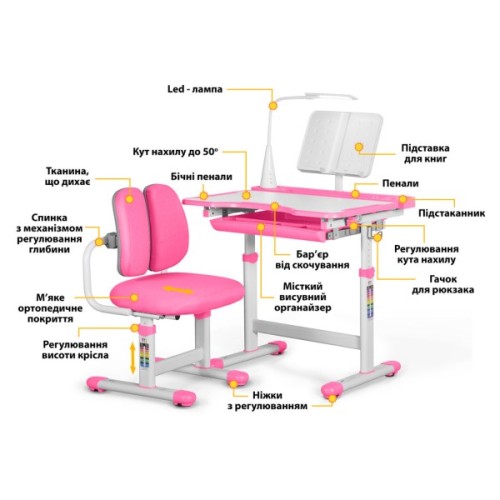 Парта зі стільцем Evo-kids BD-23 PN