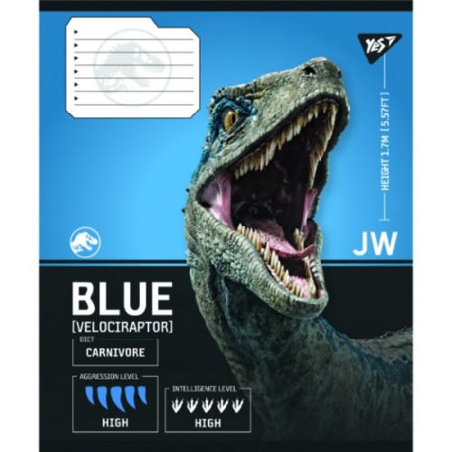 Зошит Yes JURASSIC WORLD Strength and Power А5 12 аркушів клітинка (767663)