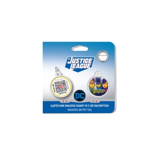 Адресник для тварин WAUDOG Smart ID з QR паспортом "Ліга Справедливості" коло 25 мм (укр) (0625-1015uk)