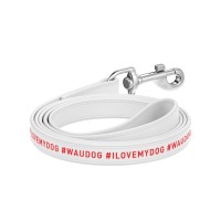 Повідець для собак WAUDOG Design "я люблю свою собаку" L-XL Ш 25 мм Д 122 см білий (379515)