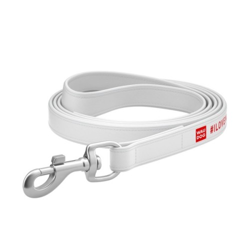 Повідець для собак WAUDOG Design "я люблю свою собаку" L-XL Ш 25 мм Д 122 см білий (379515)