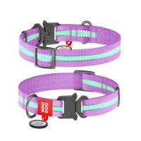 Нашийник для тварин WAUDOG Nylon з QR паспортом металічна пряжка-фастекс Ш 25 мм Д 37-58 см фіолетовий (52209)
