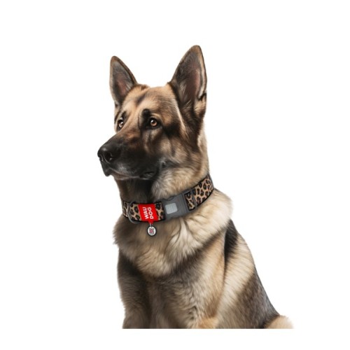 Нашийник для тварин WAUDOG Nylon з QR адресником "Леопард" пластиковий фастекс L (282-4066)