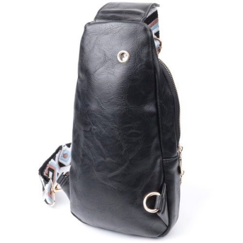 Сумка Vintage Жіноча слінг через плече з екошкіри Чорна (22754)