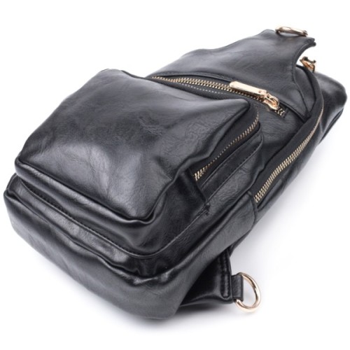 Сумка Vintage Жіноча слінг через плече з екошкіри Чорна (22754)