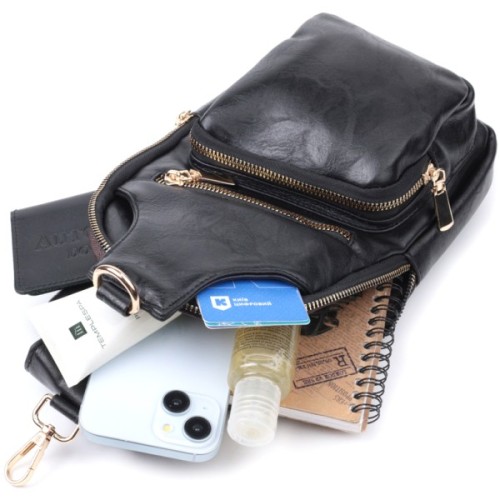 Сумка Vintage Жіноча слінг через плече з екошкіри Чорна (22754)