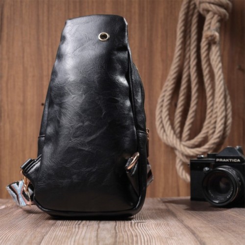 Сумка Vintage Жіноча слінг через плече з екошкіри Чорна (22754)