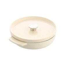 Сотейник KitchenAid Cast Iron чавунний з кришкою, 26 см, 2,77 л, мигдалевий крем (CC009010-001)