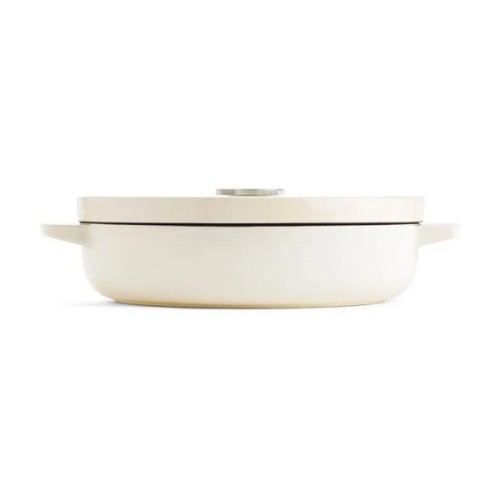 Сотейник KitchenAid Cast Iron чавунний з кришкою, 26 см, 2,77 л, мигдалевий крем (CC009010-001)