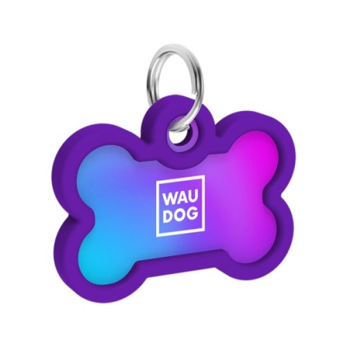 Адресник для тварин WAUDOG Smart ID з QR паспортом "Градієнт фіолетовий", кістка 40х28 мм (231-4034)