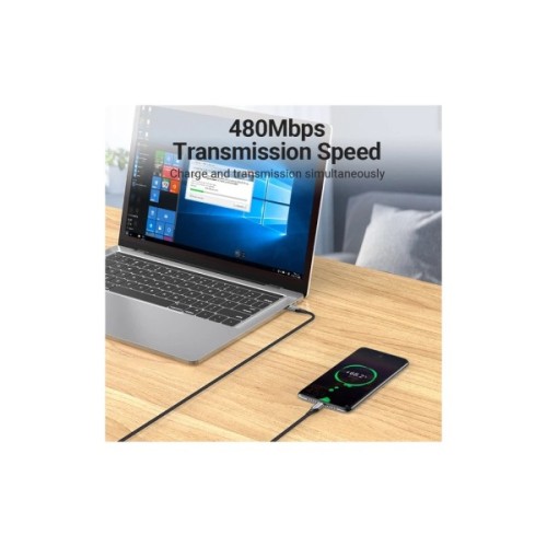 Дата кабель USB-C to USB-C 2.0m 5A aluminum gray Vention (TAEHH)