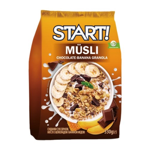 Гранола АХА Мюслів з шоколадом і бананом медові 330 г (4820008125361)