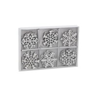 Ялинкова іграшка Chomik Сніжинки, 18 шт, 4,5 см, дерево білі (5900779878983)