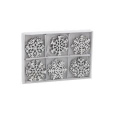 Ялинкова іграшка Chomik Сніжинки, 18 шт, 4,5 см, дерево білі (5900779878983)