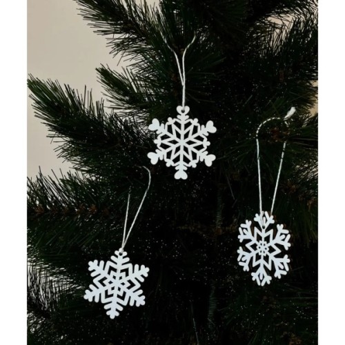 Ялинкова іграшка Chomik Сніжинки, 18 шт, 4,5 см, дерево білі (5900779878983)