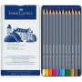 Олівці кольорові Faber-Castell GoldFaber акварельні, металевий пенал 12 кольорів (114612) (27637)