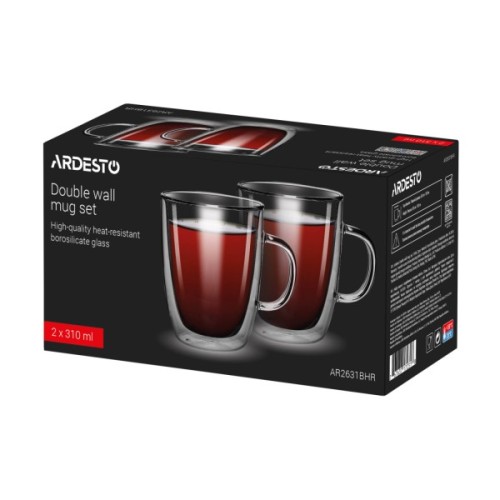 Набір чашок Ardesto BHR 310 мл 2 шт прозорий (AR2631BHR)