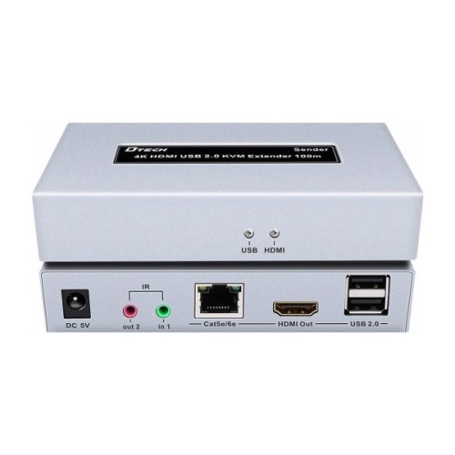 Адаптер HDMI extender 100m UHD 4K/60Hz CAT5E/6 + USB 2.0 Dtech (DT-7051)