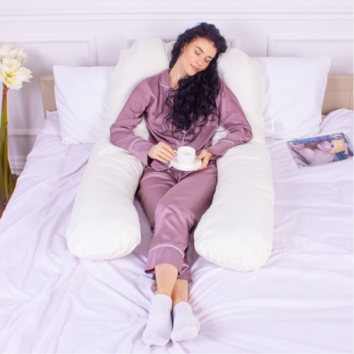 Подушка MirSon для вагітних і відпочинку Eco Line №8015 U-подібна Creamy (2200006178392)