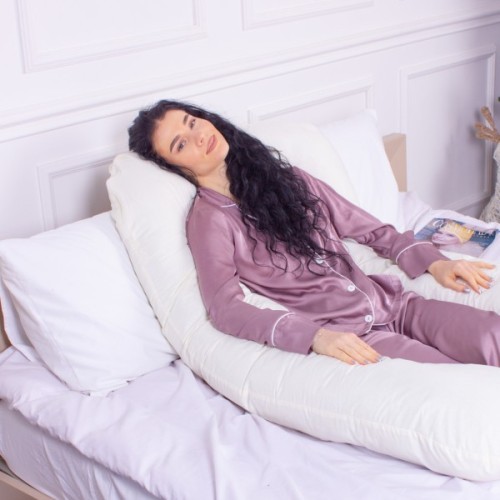 Подушка MirSon для вагітних і відпочинку Eco Line №8015 U-подібна Creamy (2200006178392)