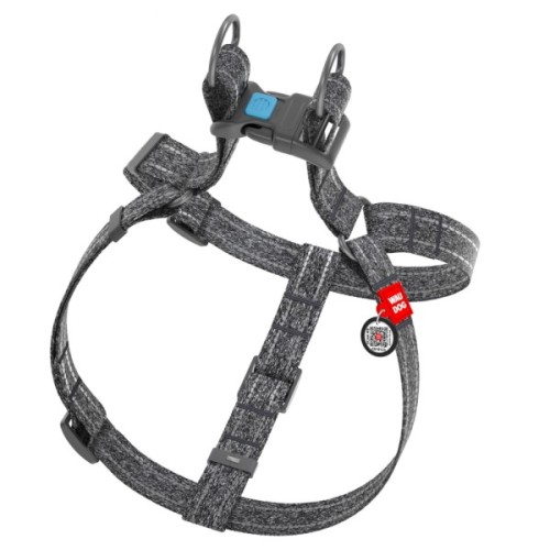 Шлея для собак WAUDOG Re-cotton з QR-паспортом L сіра (033311)