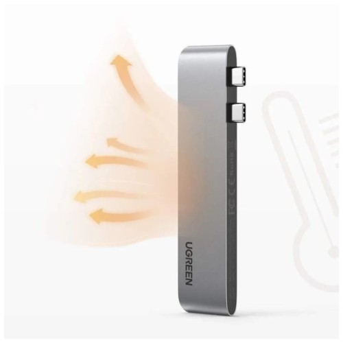 Концентратор Ugreen 2xUSB-C to 3xUSB 3.0 + HDMI + USB-C CM251 gray (60559)