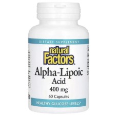Вітамінно-мінеральний комплекс Natural Factors Альфа-ліпоєва кислота, 400 мг, Alpha-Lipoic Acid, 60 капсул (NFS-02101)