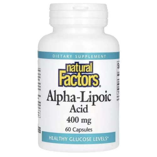 Вітамінно-мінеральний комплекс Natural Factors Альфа-ліпоєва кислота, 400 мг, Alpha-Lipoic Acid, 60 капсул (NFS-02101)